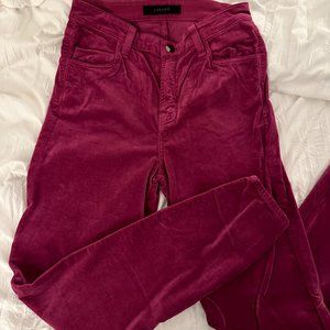 J Brand Alana High Rise Crop Skinny Jeans Victoria (Fuchsia Pink) Velvet